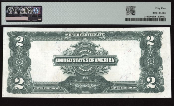 1899 $2 Mini Porthole Silver Certificate Reverse Image
