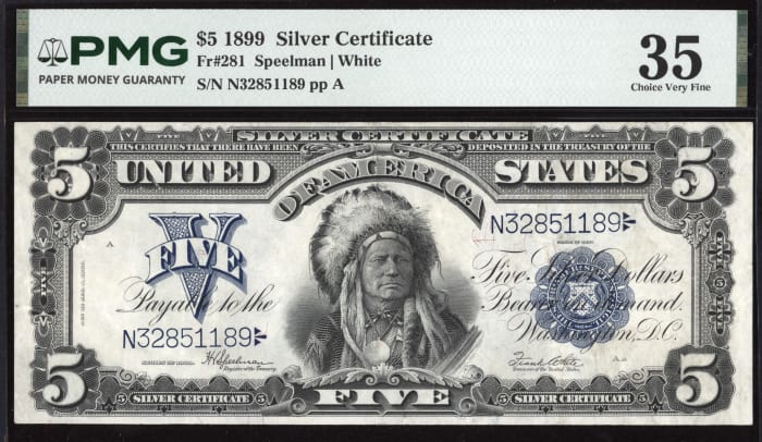 1899 $5 Chief Silver Certificate  OBVERSE Image