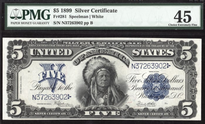 1899 $5 Chief Silver Certificate  OBVERSE Image