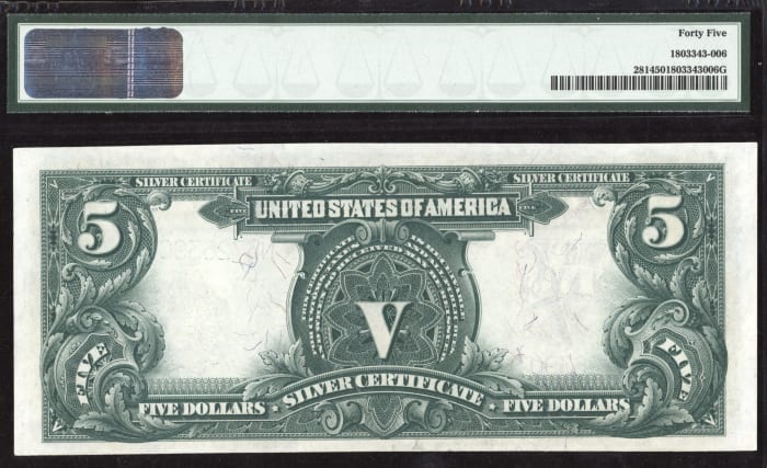 1899 $5 Chief Silver Certificate  REVERSE Image