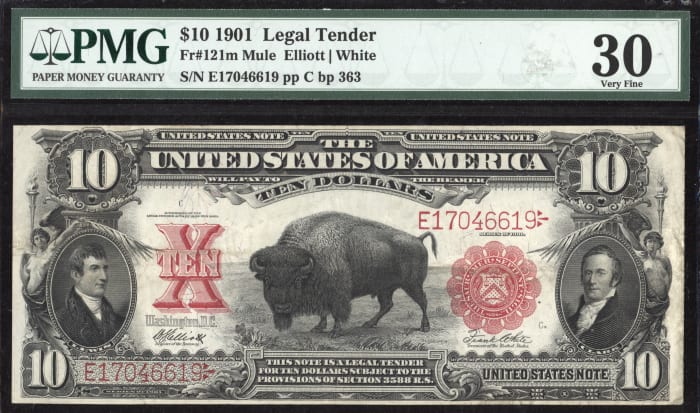 1901 $10 Bison Legal Tender Obverse Image