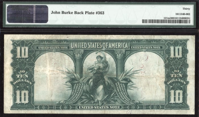 1901 $10 Bison Legal Tender Reverse Image