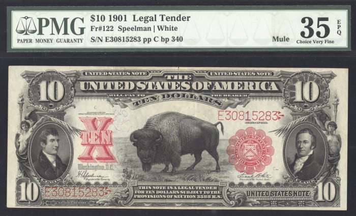 1901 $10 Bison Legal Tender Obverse Image
