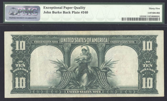 1901 $10 Bison Legal Tender Reverse Image