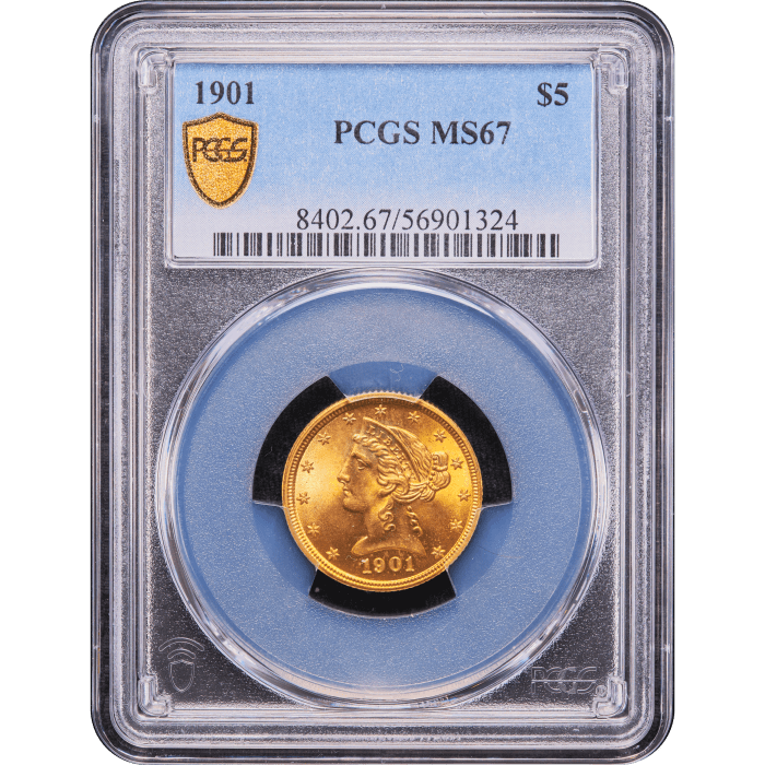 1901 Liberty Gold Half Eagle ($5) Obverse Slab Image