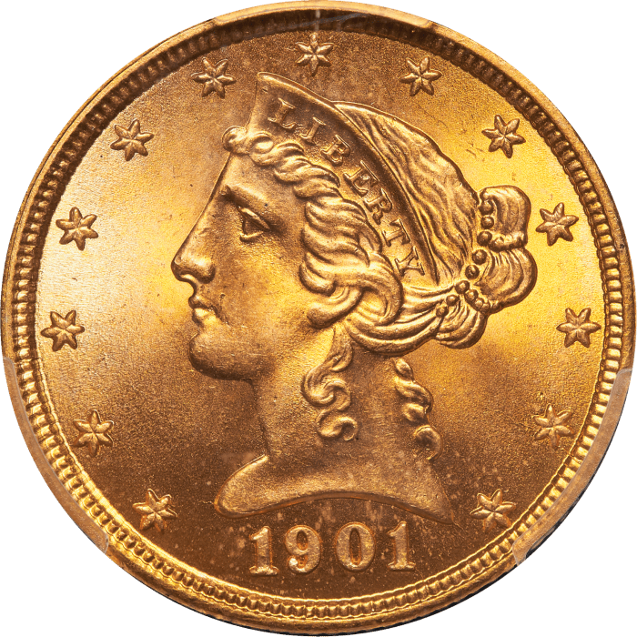1901 Liberty Gold Half Eagle ($5) Obverse Image