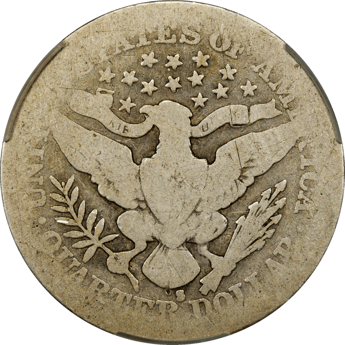 1901-S Barber Quarter (25c) Reverse Image