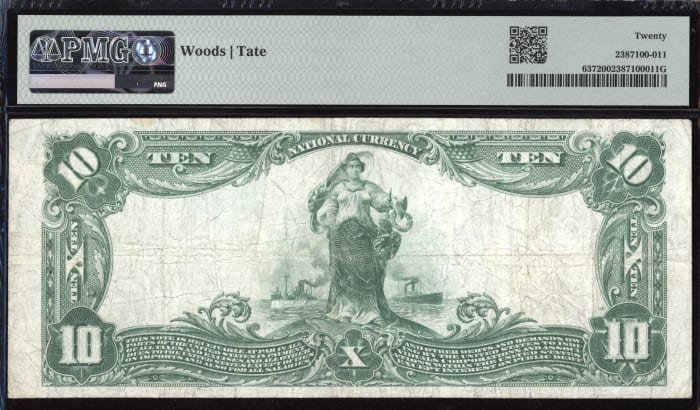 1902 $10 Pacific National Bank - Seattle WA (Charter 13230) Reverse Image