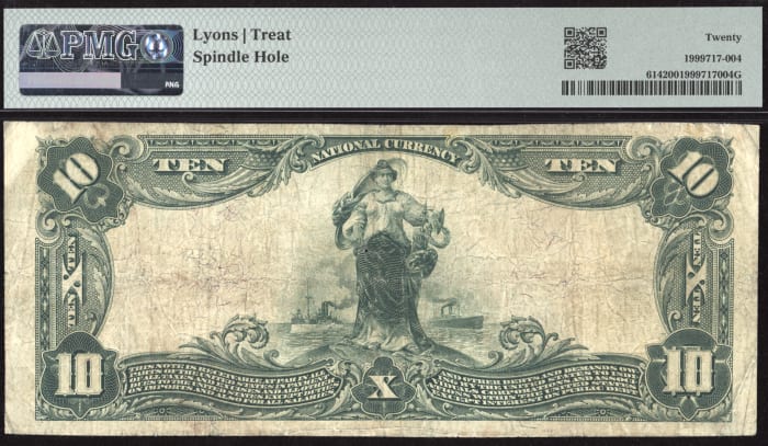 1902 $10 Red Seal National - Santo, TX (Charter 8176) REVERSE Image