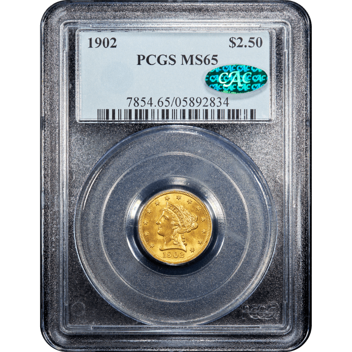 1902 Liberty Gold Quarter Eagle ($2.50) Obverse Slab Image