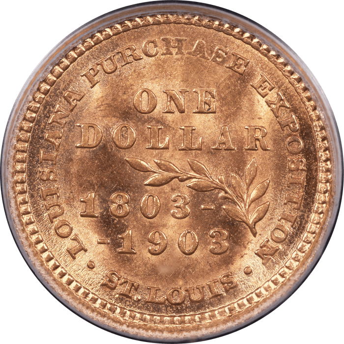 1903 LA Purchase Commemorative Gold Dollar (G$1) - Jefferson Reverse Image