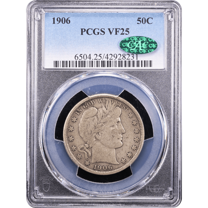 1906 Barber Half Dollar (50c) Obverse Slab Image