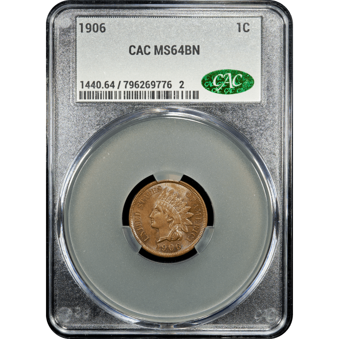 1906 Indian Cent (1c) Obverse Slab Image
