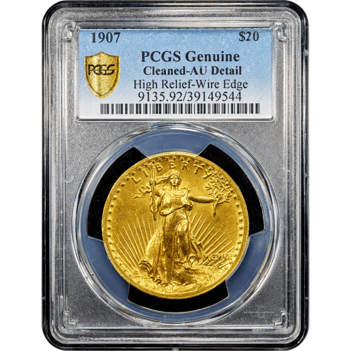 1907 High Relief Saint Gaudens Double Eagle ($20) Wire Edge Obverse Slab Image