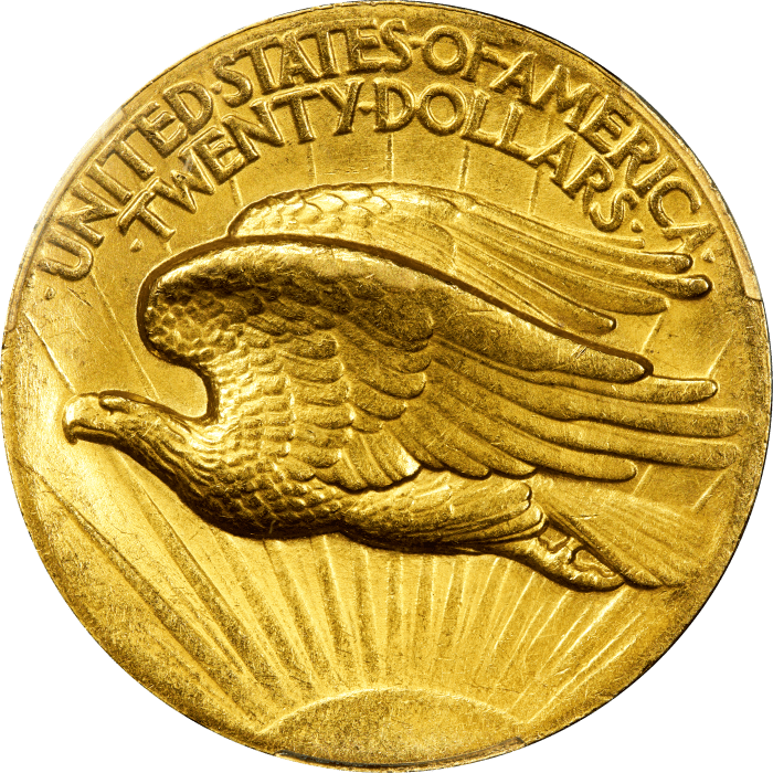 1907 High Relief Saint Gaudens Double Eagle ($20) Wire Edge Reverse Image