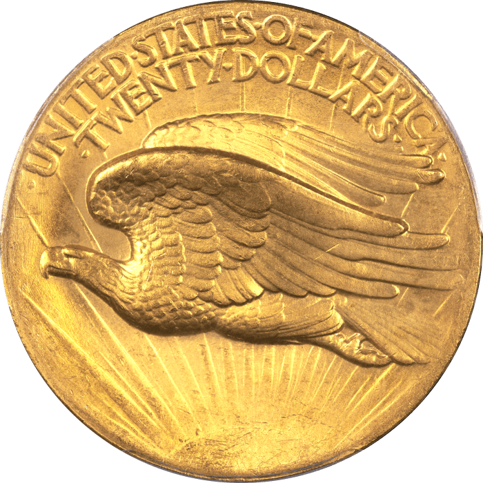 1907 High Relief Saint Gaudens Double Eagle ($20) Wire Edge Reverse Image