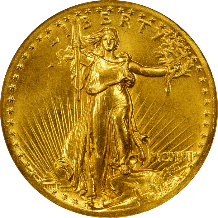 1907 High Relief Saint-Gaudens Gold Double Eagle ($20) Wire Edge Obverse Image