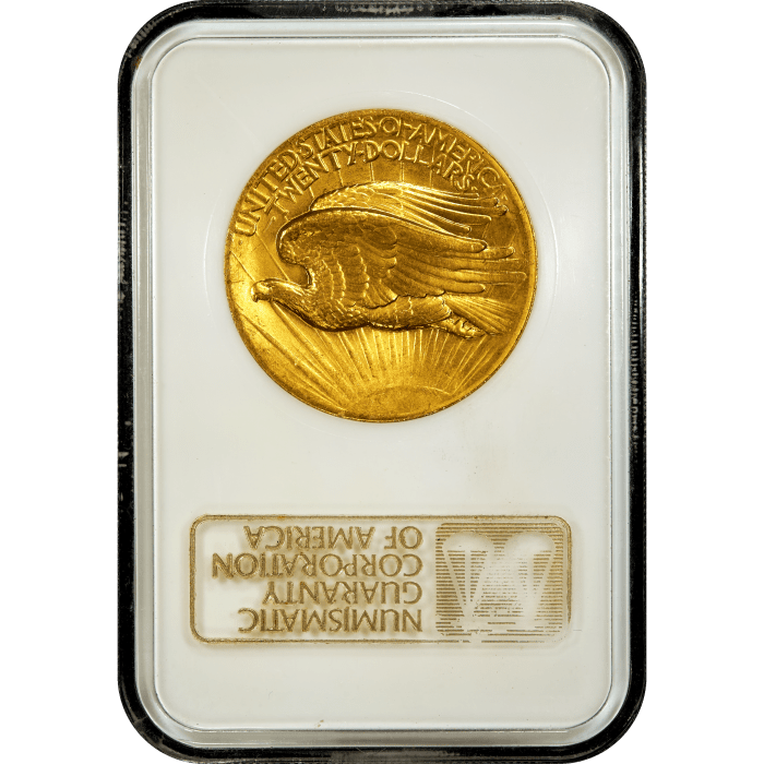 1907 High Relief Saint-Gaudens Gold Double Eagle ($20) Wire Edge Reverse Slab Image
