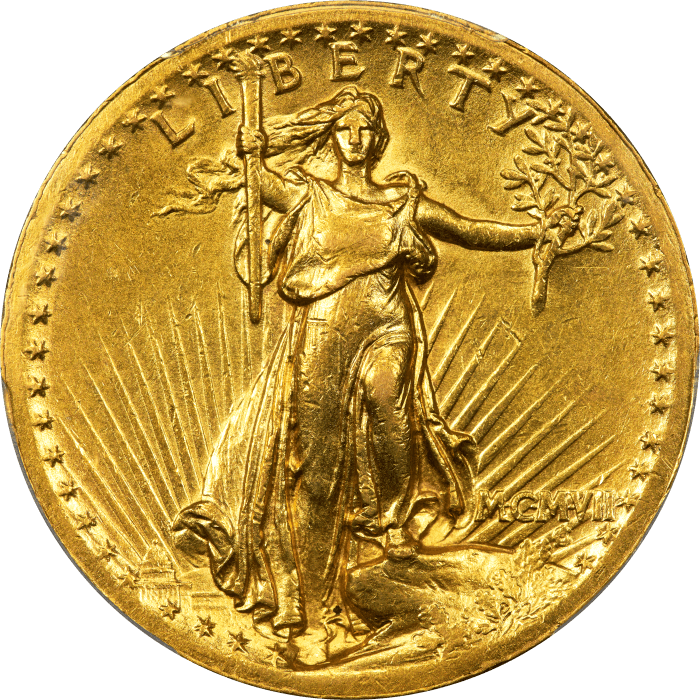 1907 High Relief Saint-Gaudens Gold Double Eagle ($20) Wire Edge Obverse Image