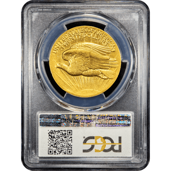 1907 High Relief Saint-Gaudens Gold Double Eagle ($20) Wire Edge Reverse Slab Image