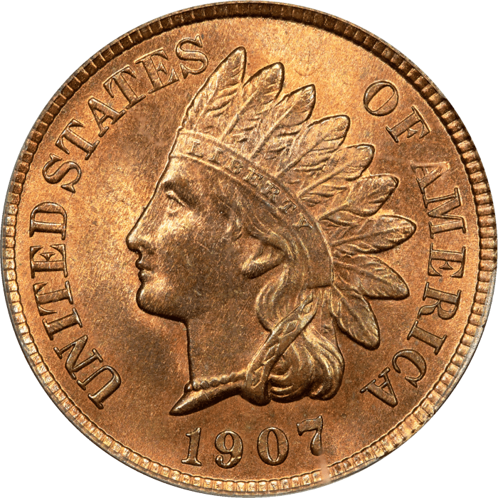 1907 Indian Cent (1c) OGH OBVERSE Image