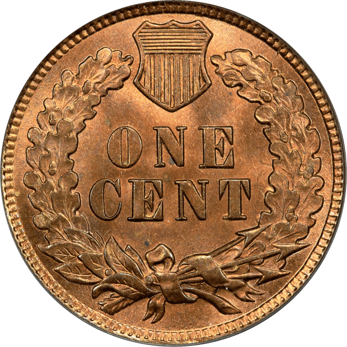 1907 Indian Cent (1c) OGH REVERSE Image