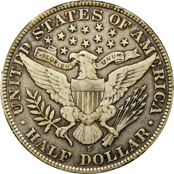 1907-S Barber Half Dollar (50c) Reverse Image