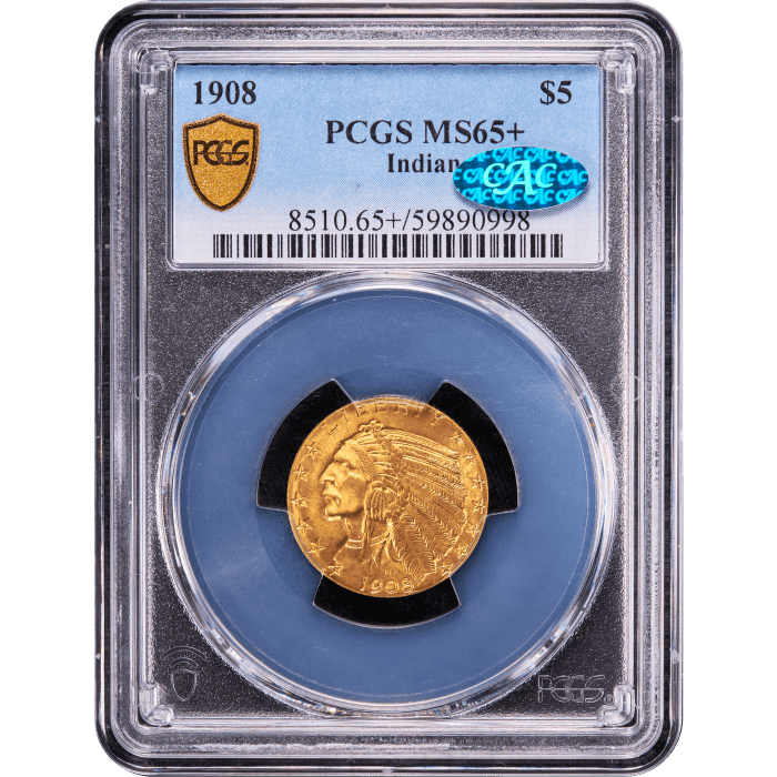 1908 Indian Gold Half Eagle ($5) Obverse Slab Image