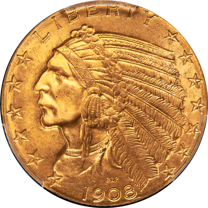 1908 Indian Gold Half Eagle ($5) Obverse Image