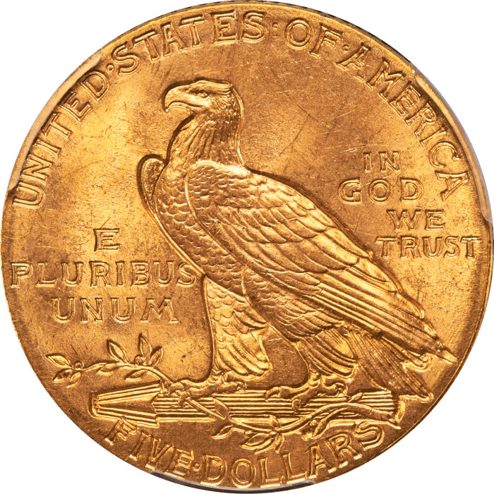1908 Indian Gold Half Eagle ($5) Reverse Image