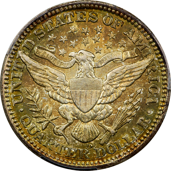 1908-O Barber Quarter (25c) REVERSE Image