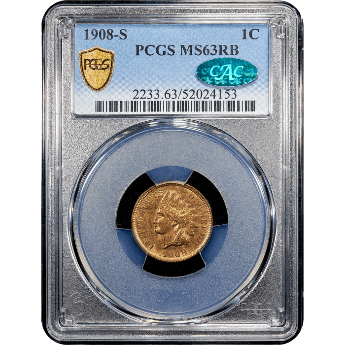 1908-S Indian Cent (1c) Obverse Slab Image
