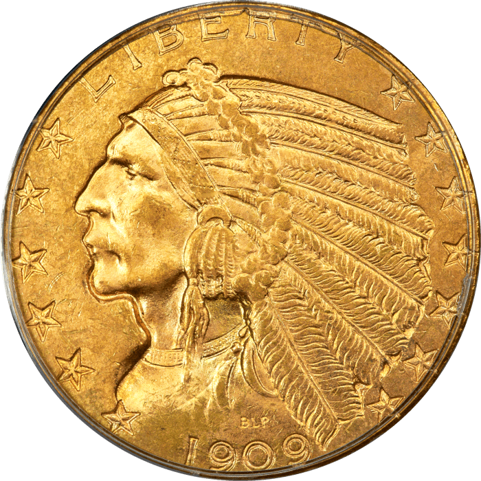 1909-D Indian Gold Half Eagle ($5) OGH Obverse Image