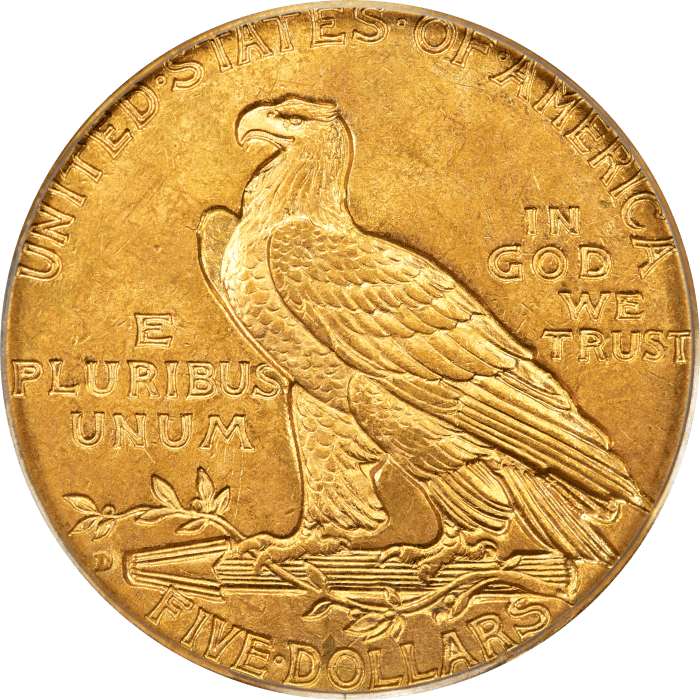 1909-D Indian Gold Half Eagle ($5) OGH Reverse Image