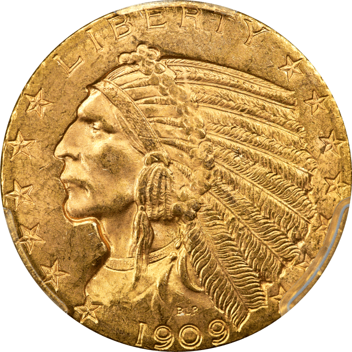 1909 Indian Gold Half Eagle ($5) Obverse Image