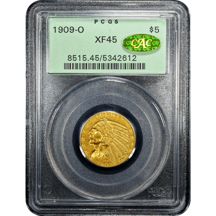 1909-O Indian Gold Half Eagle ($5) OGH Obverse Slab Image