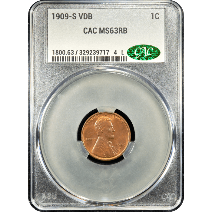 1909-S VDB Lincoln Cent (1c) Obverse Slab Image