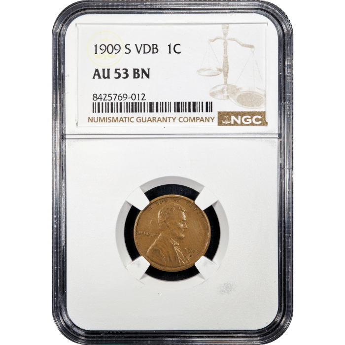 1909-S VDB Lincoln Cent (1c) Obverse Slab Image
