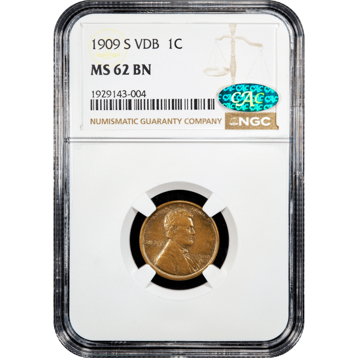1909-S VDB Lincoln Cent (1c) Obverse Slab Image