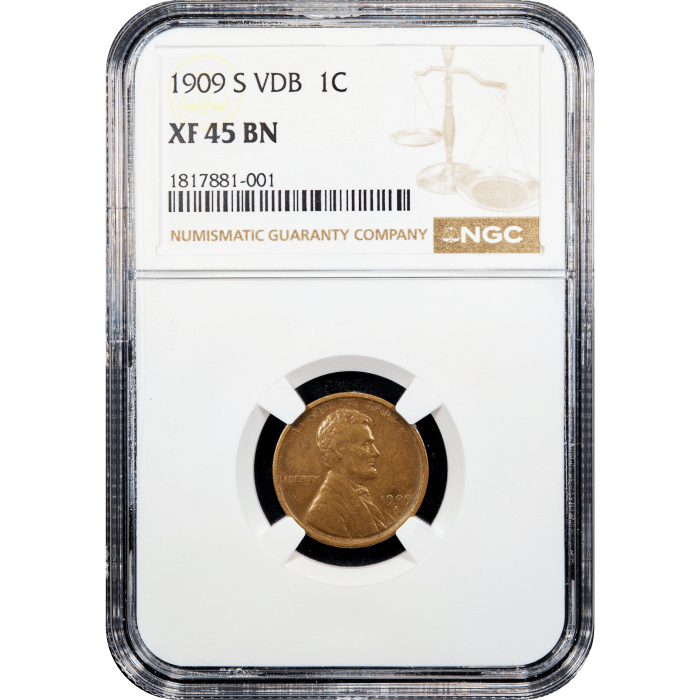 1909-S VDB Lincoln Cent (1c) Obverse Slab Image