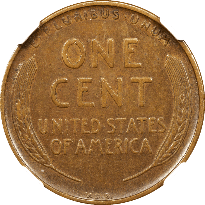 1909-S VDB Lincoln Cent (1c) Reverse Image