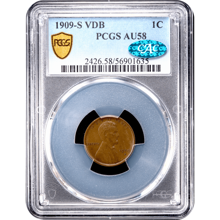 1909-S VDB Lincoln Cent (1c) Obverse Slab Image