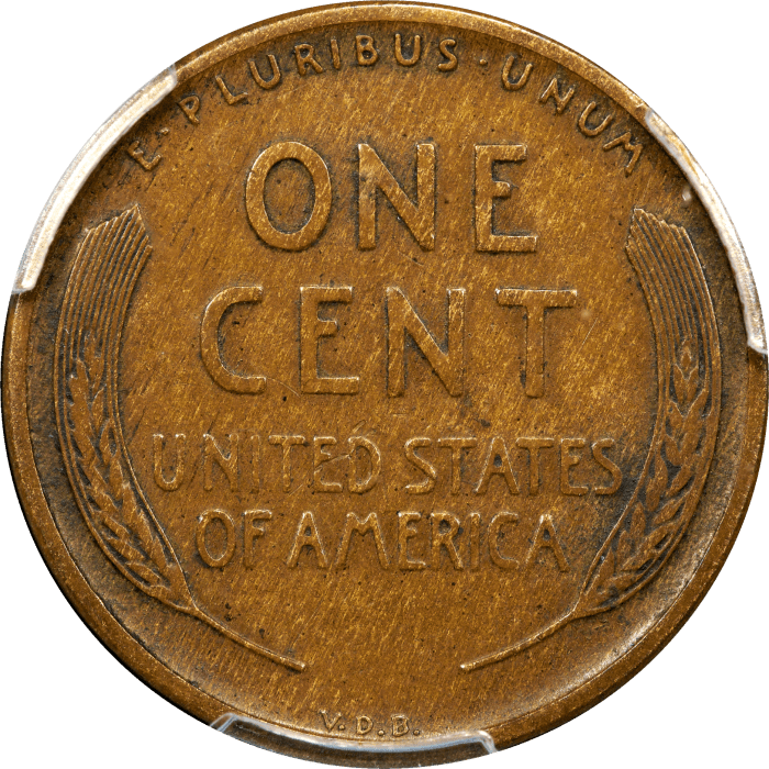 1909-S VDB Lincoln Cent (1c) REVERSE Image