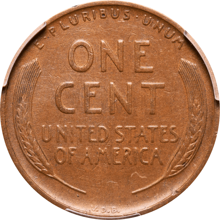 1909-S VDB Lincoln Cent (1c) REVERSE Image