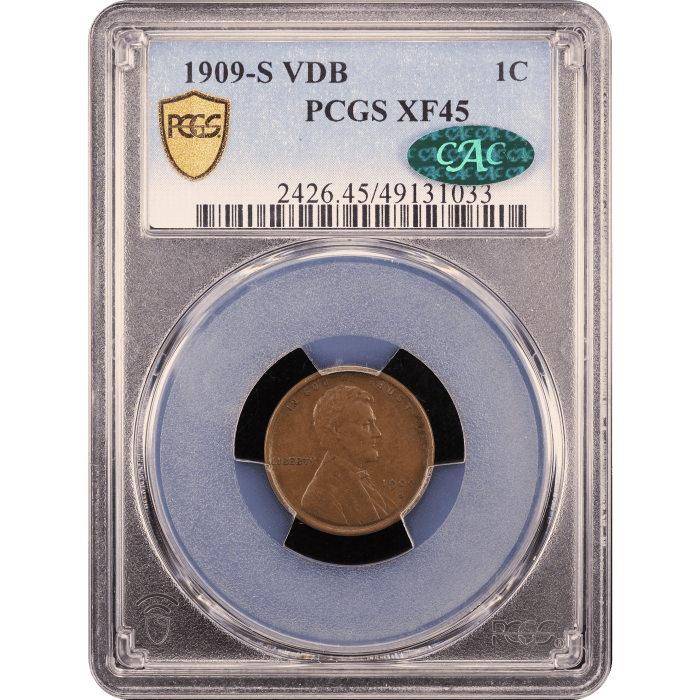1909-S VDB Lincoln Cent (1c) Obverse Slab Image