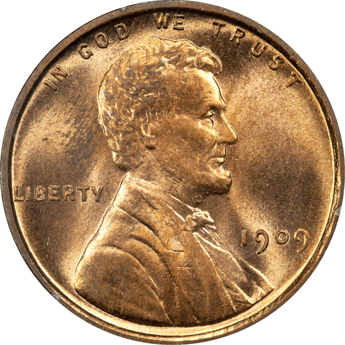 1909 VDB Lincoln Cent (1c) Rattler Obverse Image