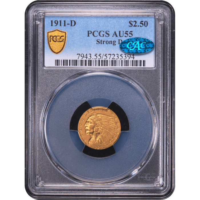 1911-D Indian Gold Quarter Eagle ($2.50) Strong D Obverse Slab Image