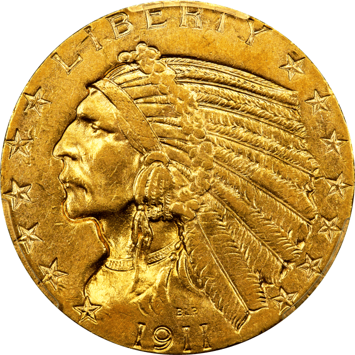 1911-S Indian Gold Half Eagle ($5) Obverse Image