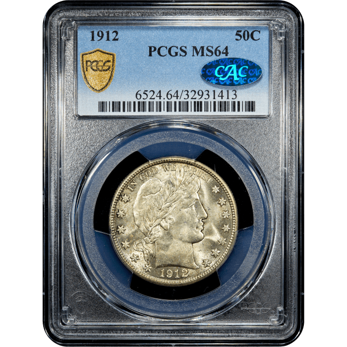1912 Barber Half Dollar (50c) Obverse Slab Image