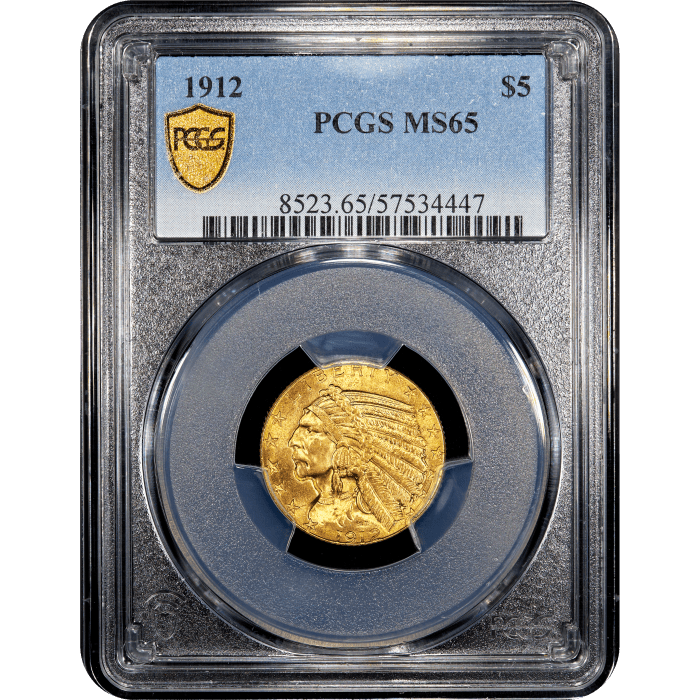1912 Indian Gold Half Eagle ($5) Obverse Slab Image